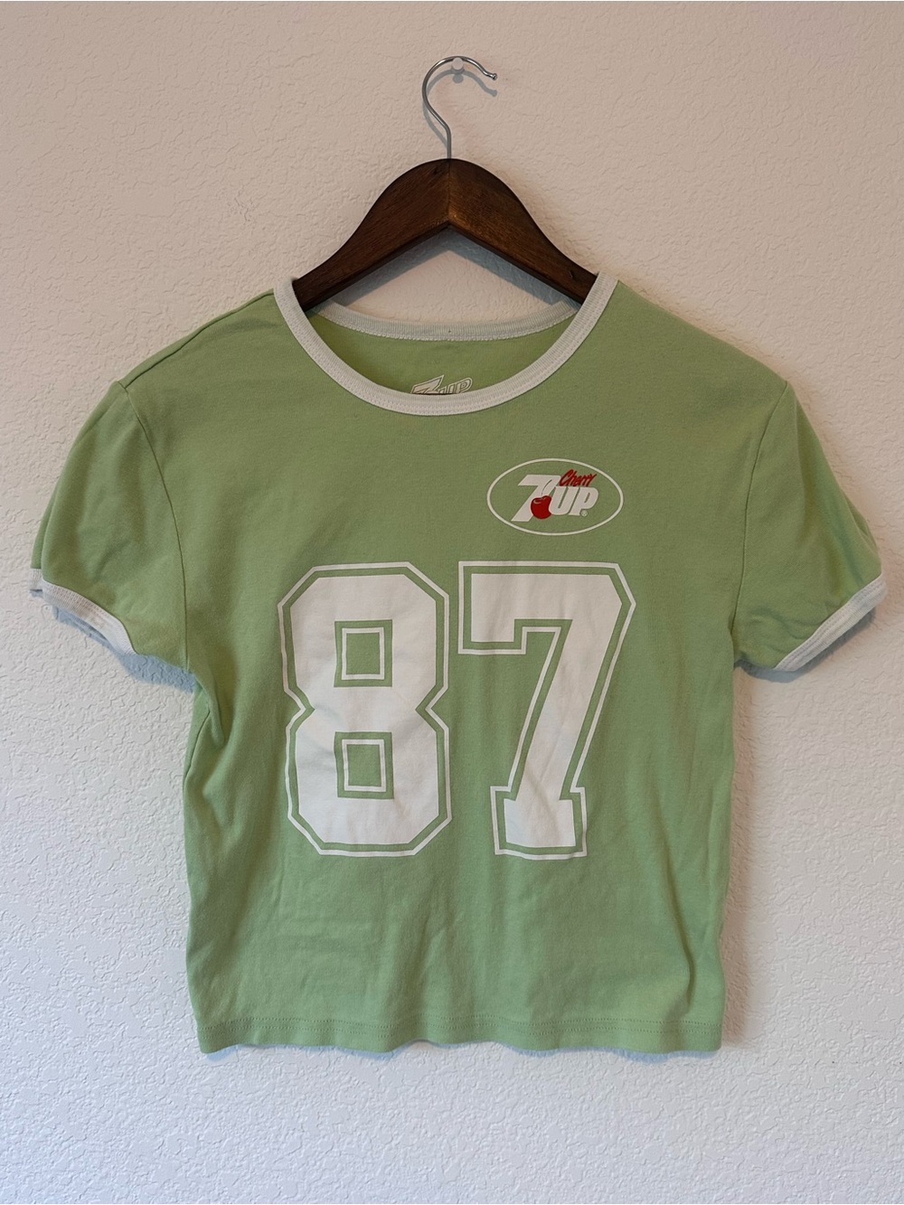 7UP Cropped Tee with White Trim and 87 Graphic
